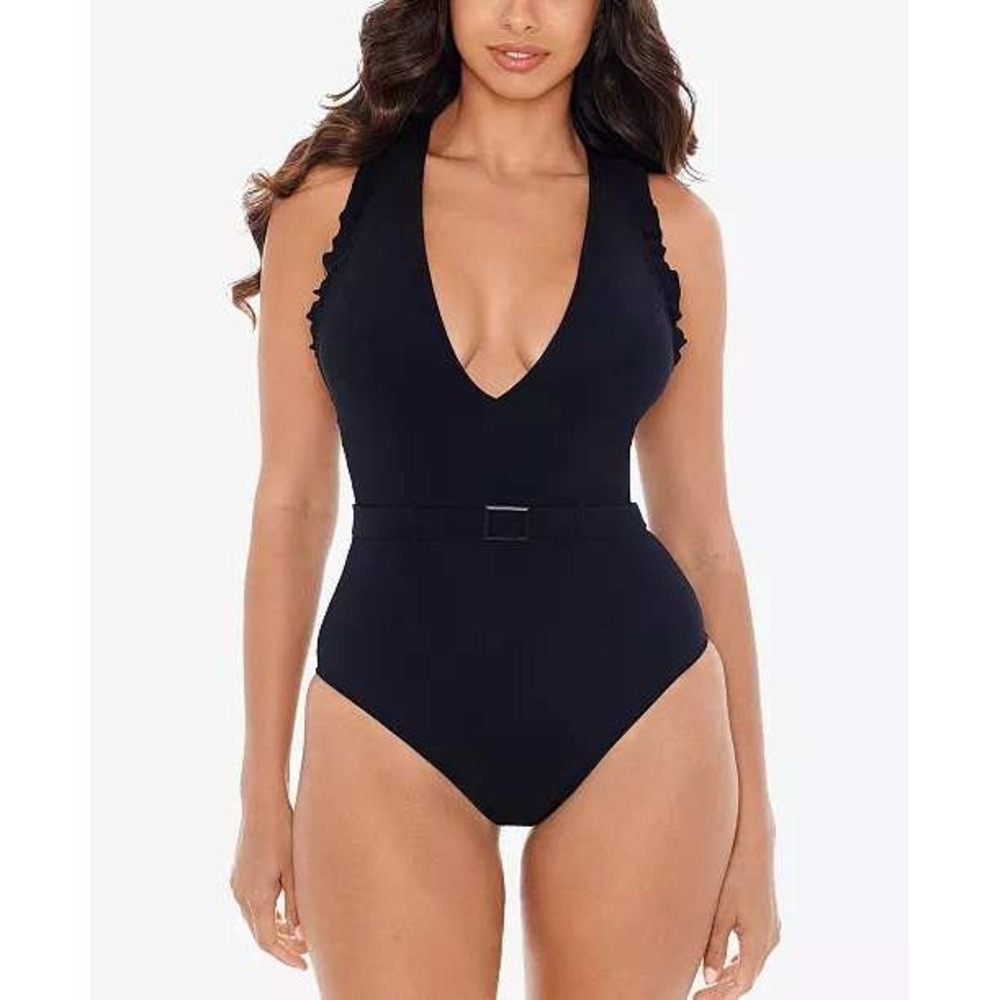 Skinny Dippers Jelly Beans Cinch Belted Ruffle One-Piece Swimsuit Extra Large